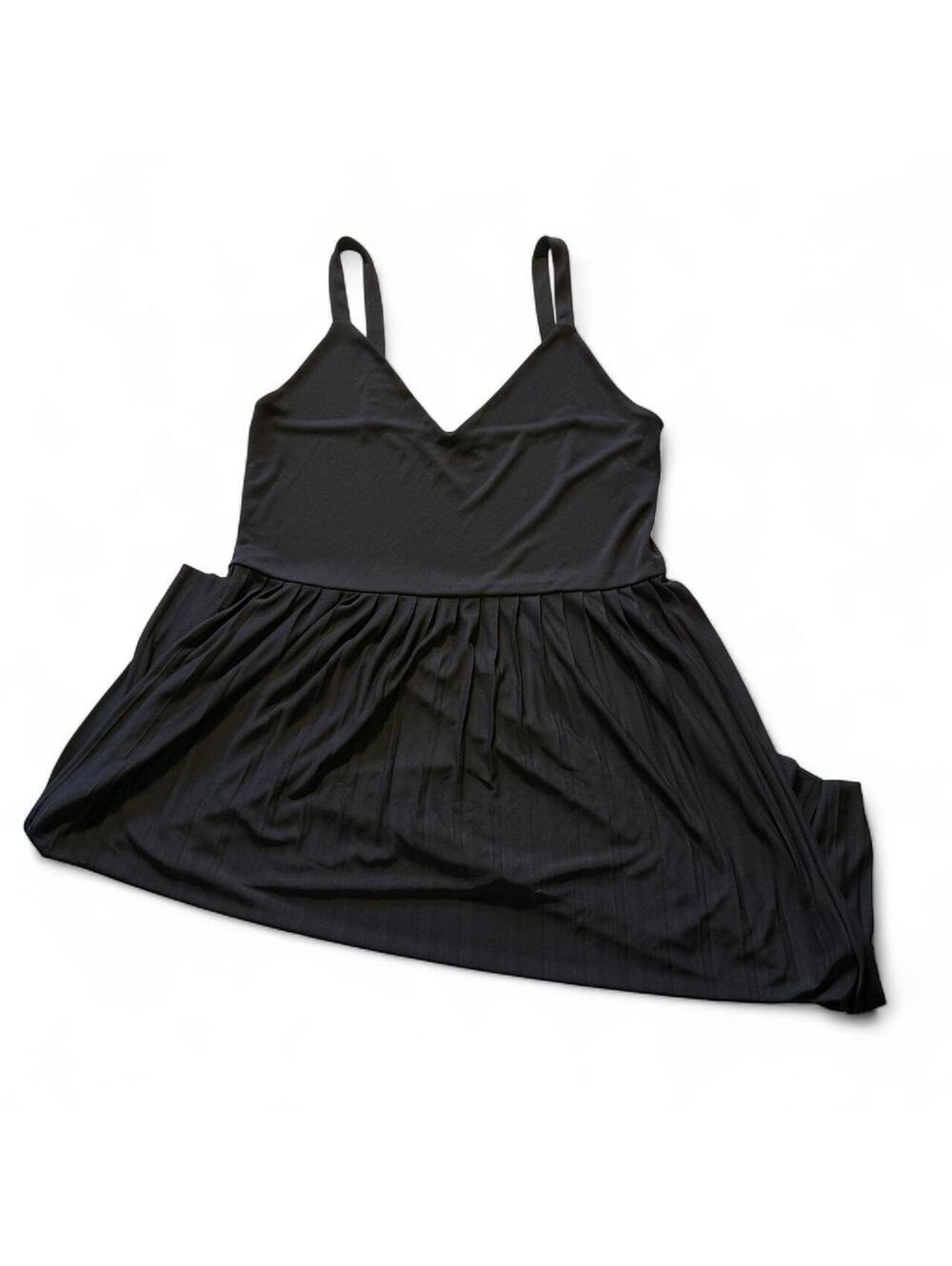 Zara Pleated Skirt Little Black Dress Size Lg Ballerina Basic - Picture 2 of 7
